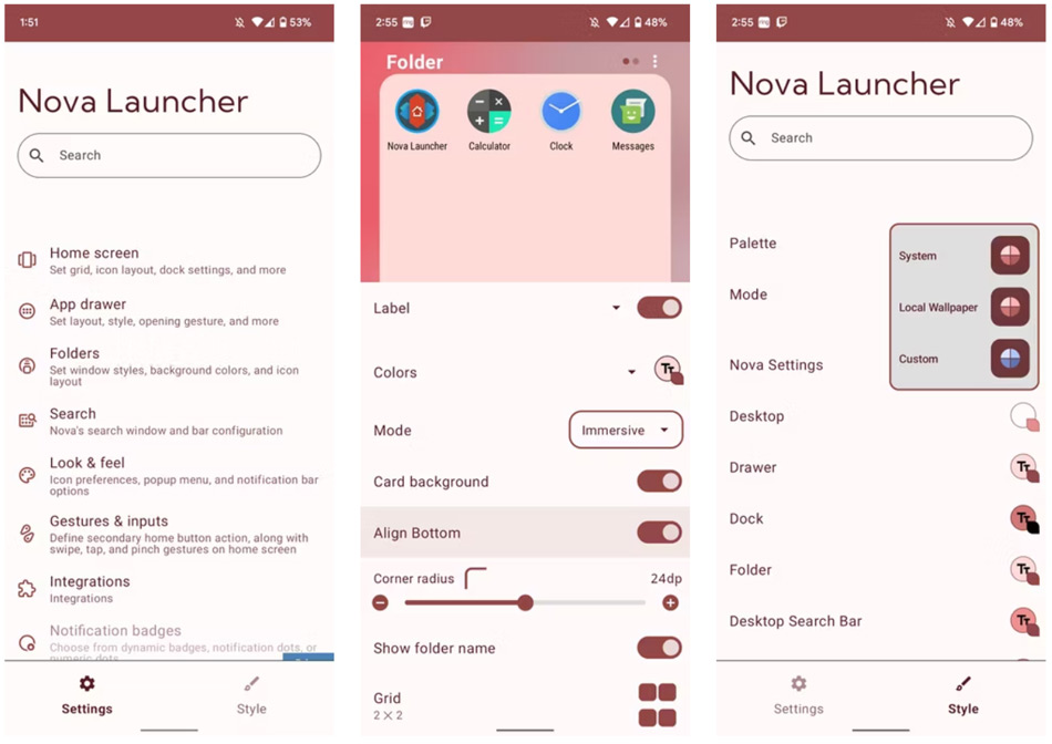 Nova Launcher 8 instellingen
