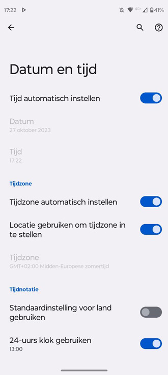 Wintertijd automatisch Android