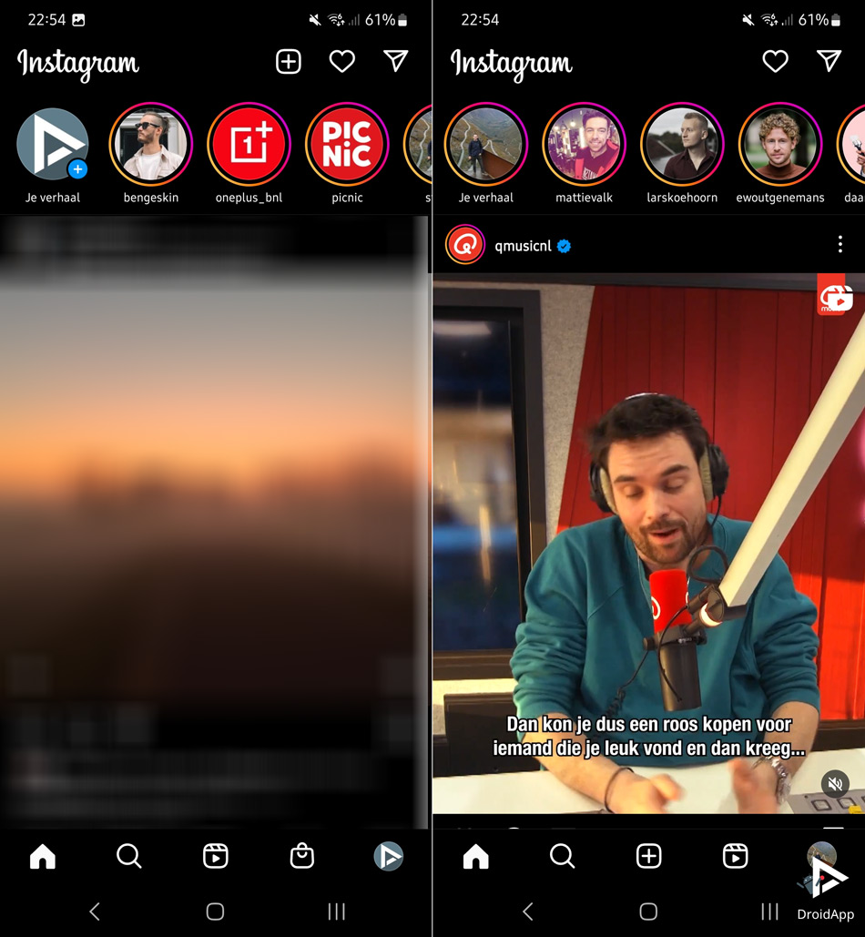 Instagram interface
