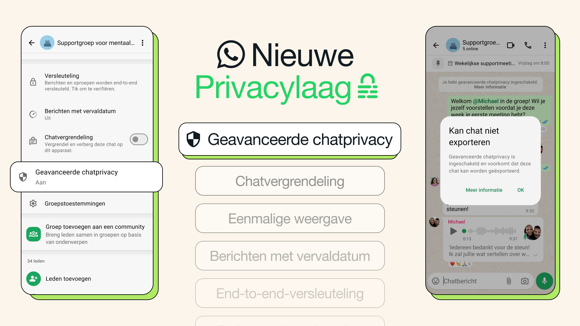 WhatsApp geavanceerde chatprivacy