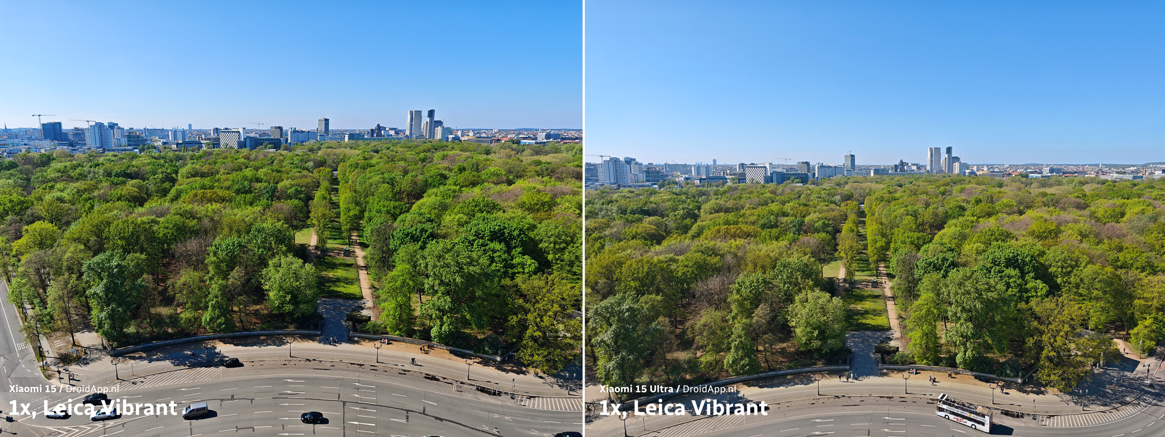 Vergelijking Xiaomi 15 - 15 Ultra 1x zoom vibrant