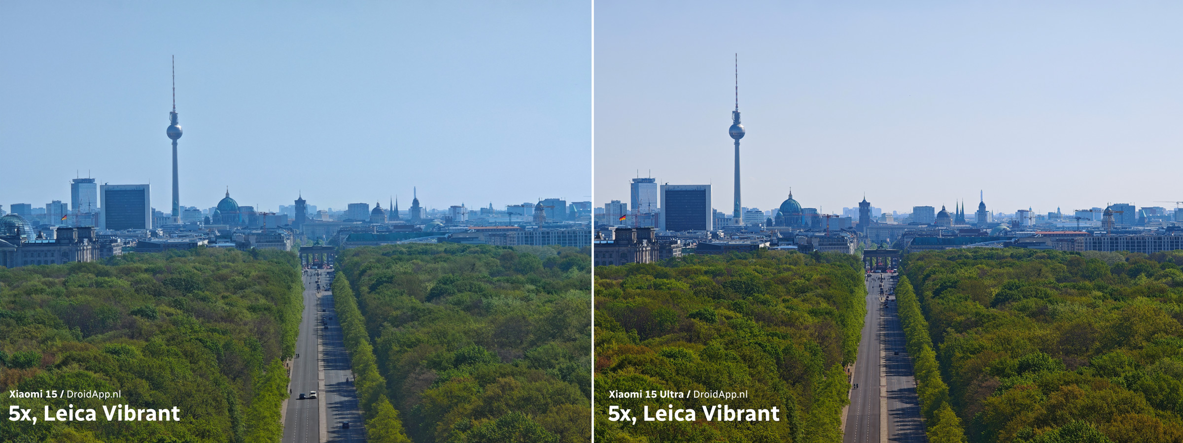 Vergelijking Xiaomi 15 - 15 Ultra 5x zoom vibrant