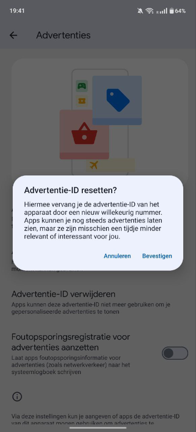 Advertentie ID resetten