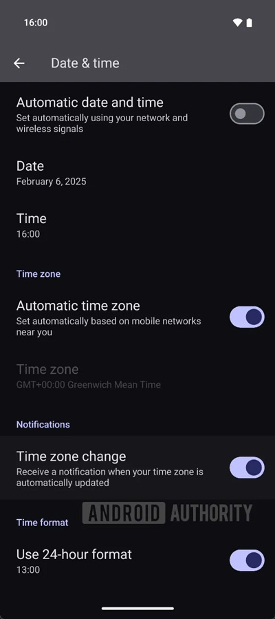 Android tijdzone