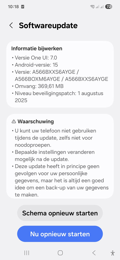 Galaxy A56 augustus update