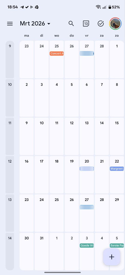 Google Agenda nieuw