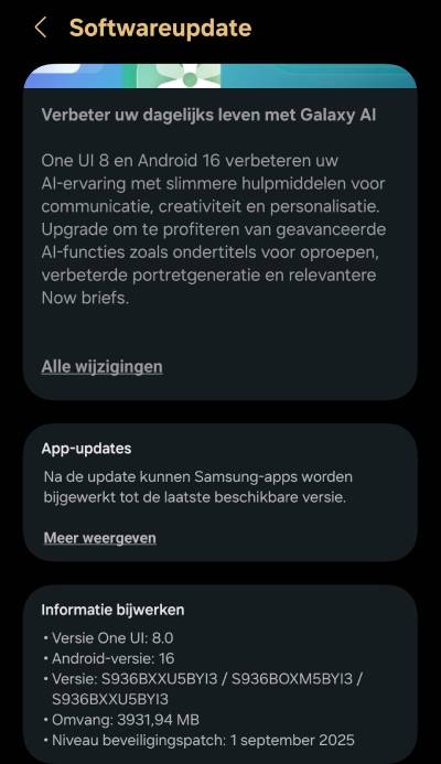 Galaxy S25 android 16