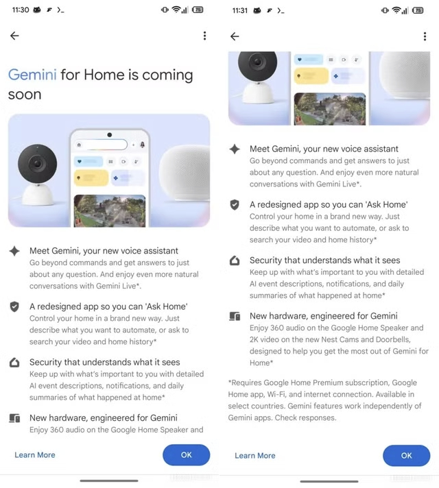 Google Home redesign gemini