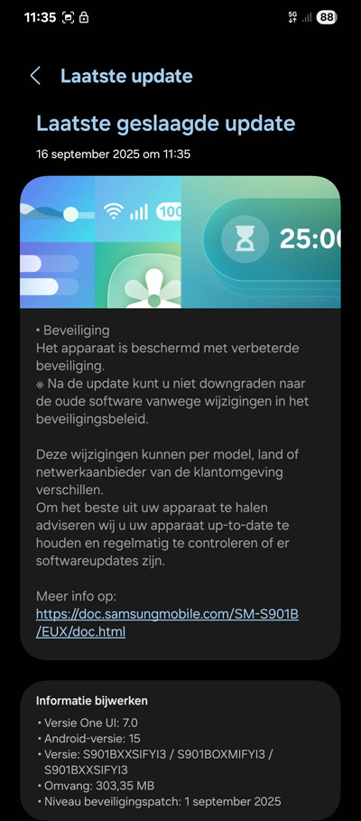 Samsung Galaxy S22 september update