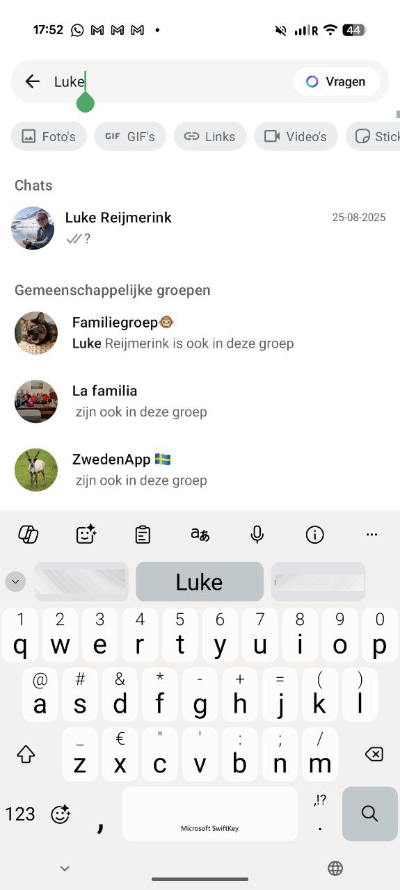 WhatsApp zoekfunctie groepen