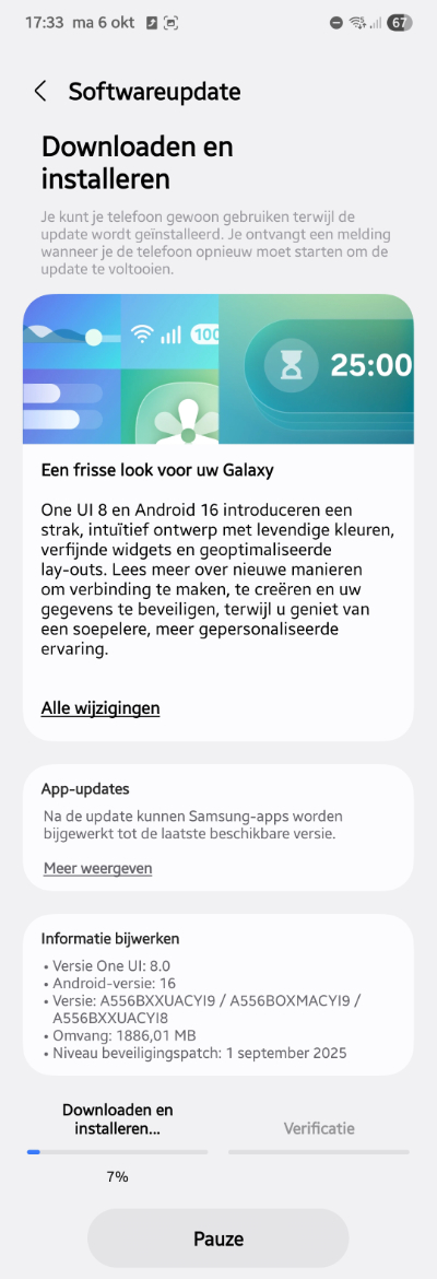 Samsung Galaxy A55 Android 16