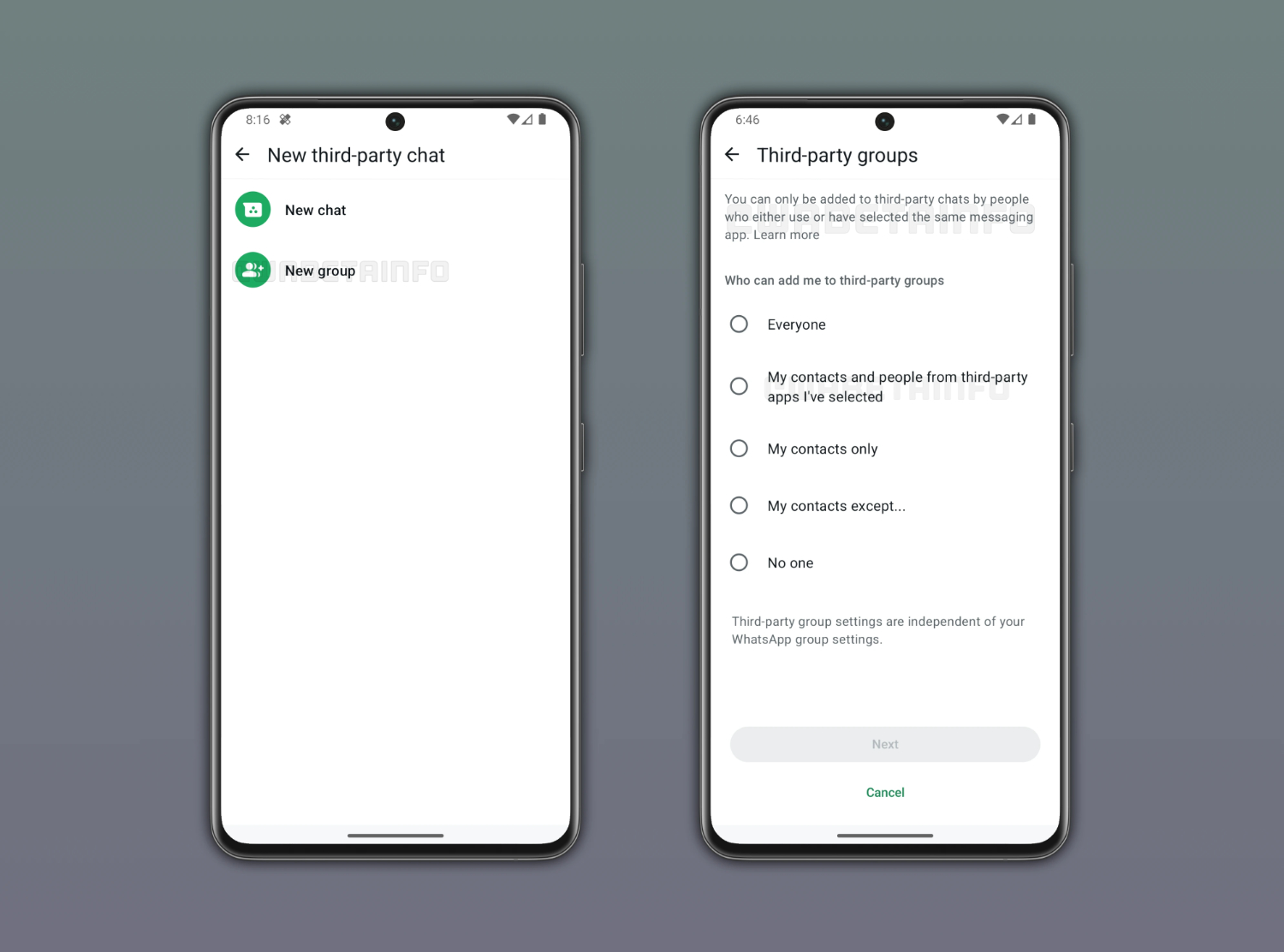 WhatsApp third-party groepen