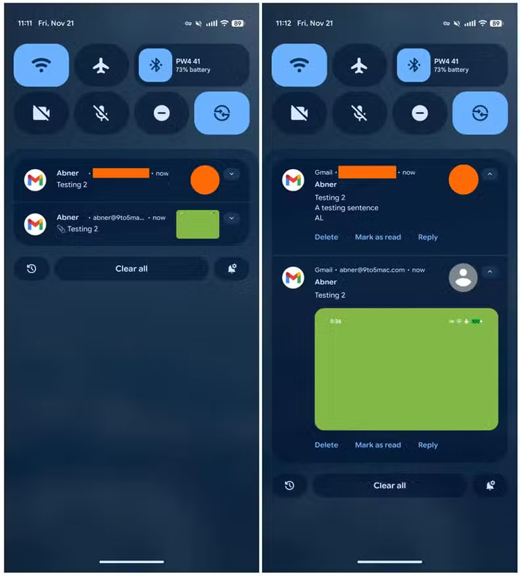Gmail notificatie bijlage