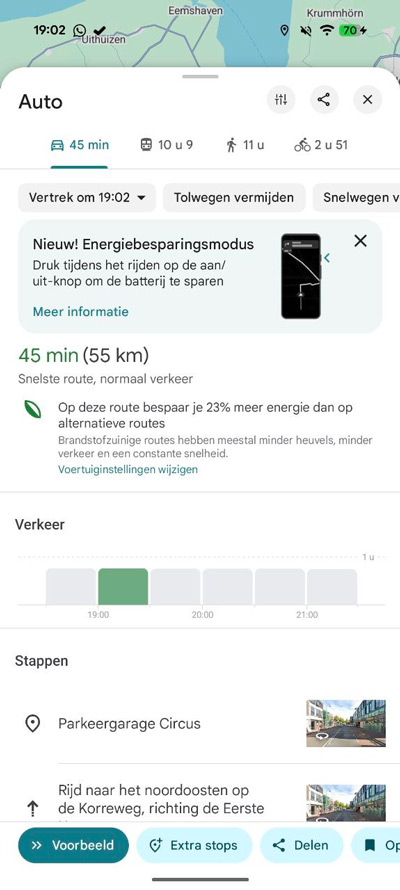 Google Maps energiebesparende modus