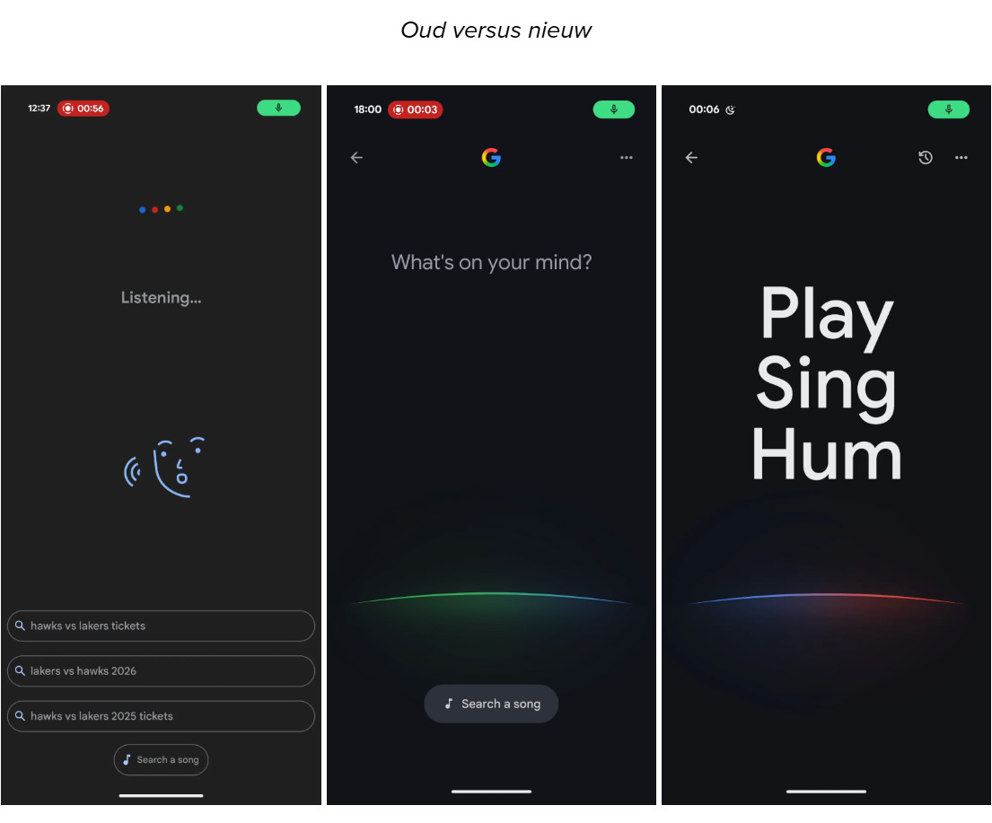 Google muziek-zoekfunctie interface