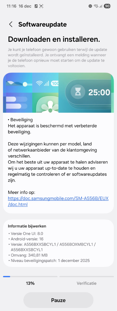 Samsung Galaxy A56 december update