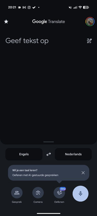 Google Translate taal oefenen