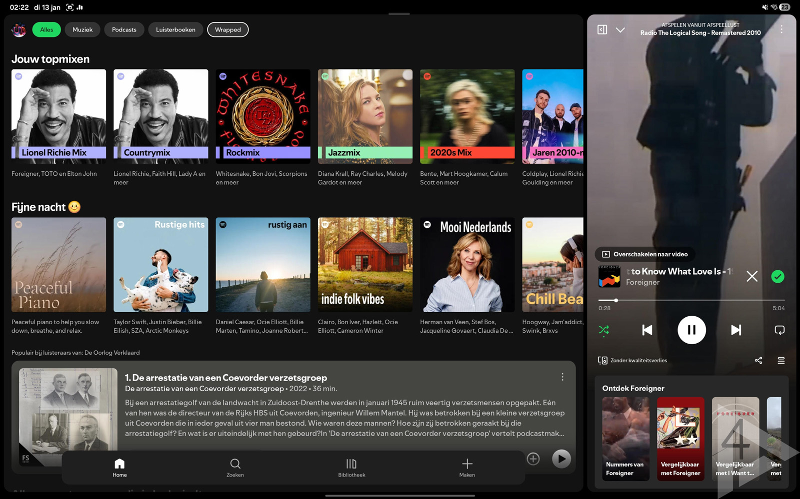Spotify tablet interface