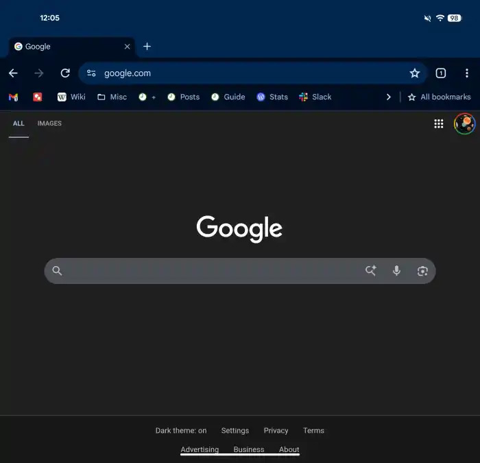 Google Chrome bladwijzerbalk Android