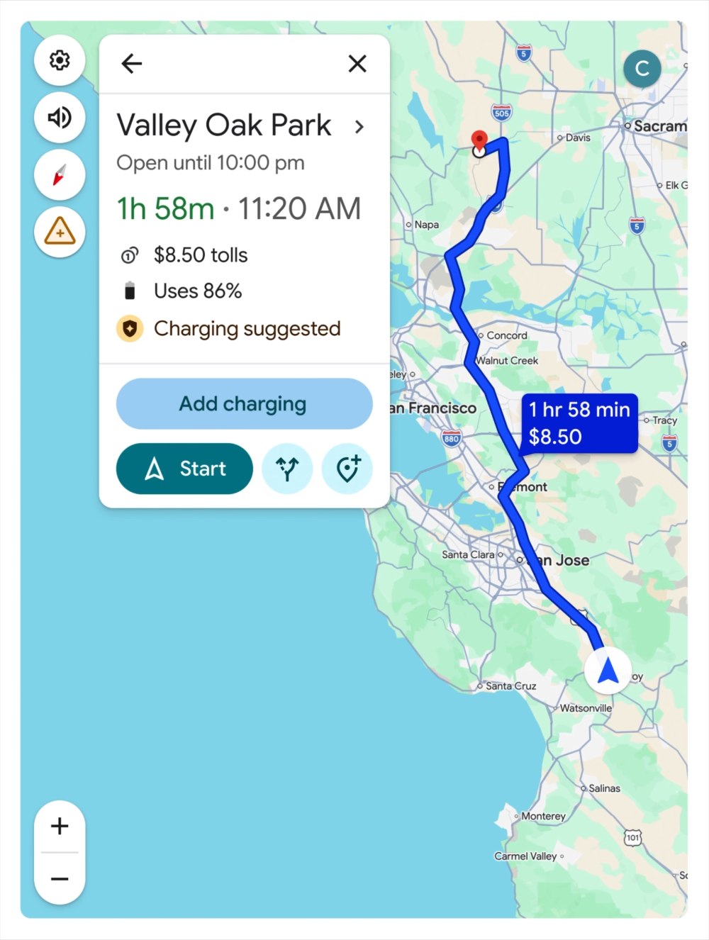 Google Maps EV Android Auto 1