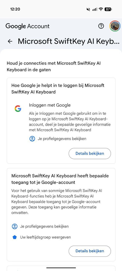Privacy toegang Google Account