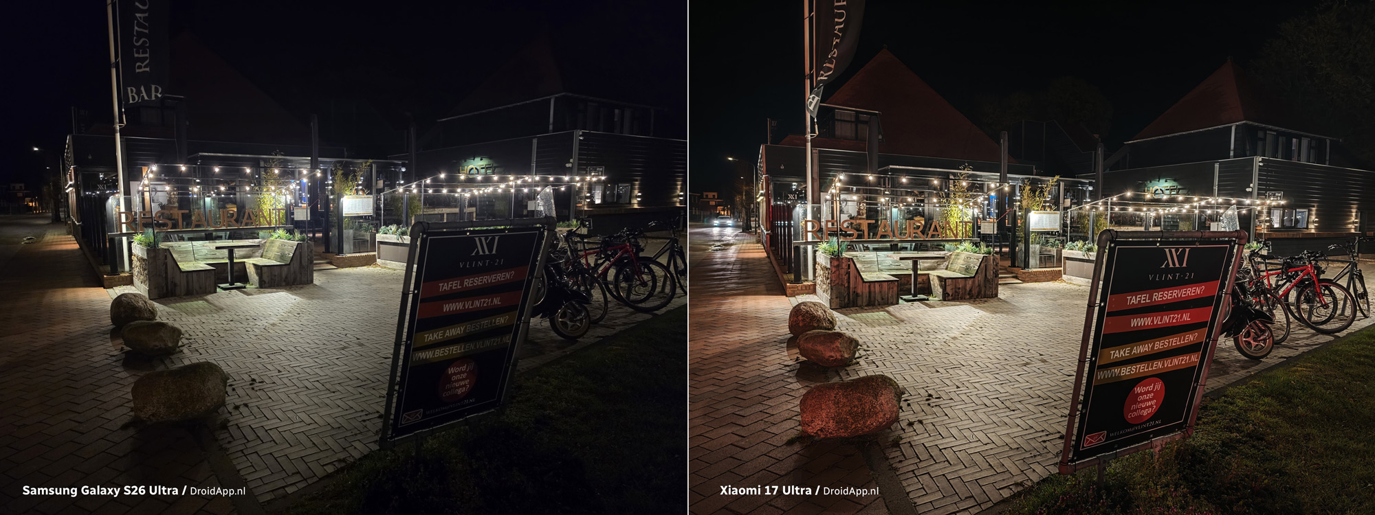 Samsung Galaxy S26 Ultra - Xiaomi 17 Ultra vergelijking nacht