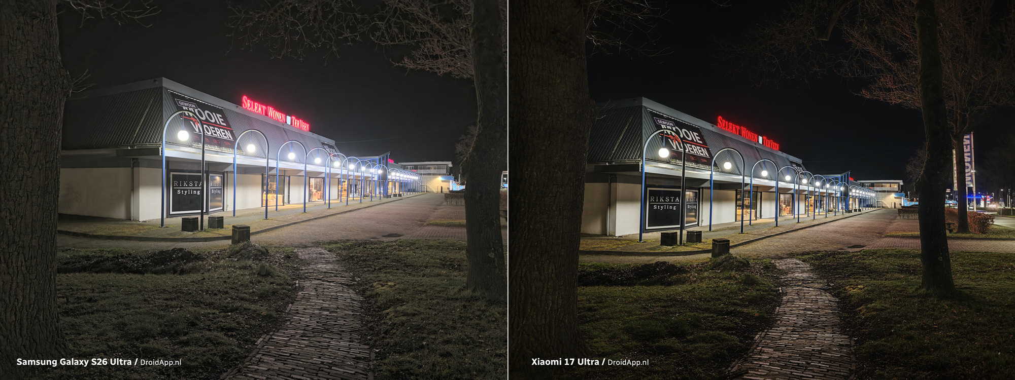 Samsung Galaxy S26 Ultra - Xiaomi 17 Ultra vergelijking nacht