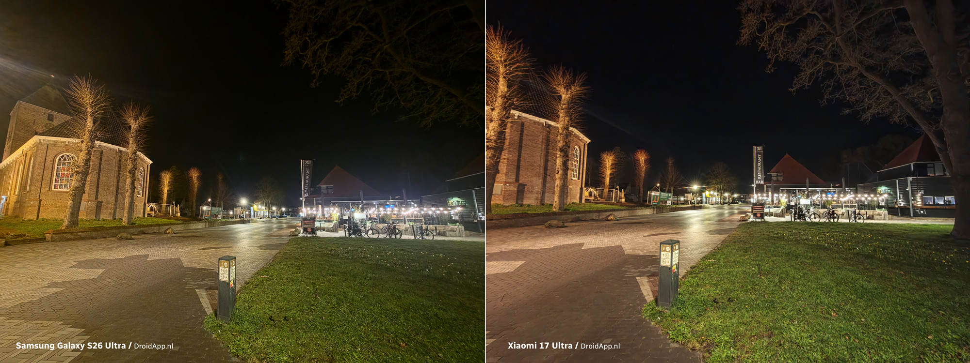 Samsung Galaxy S26 Ultra - Xiaomi 17 Ultra vergelijking nacht groothoek