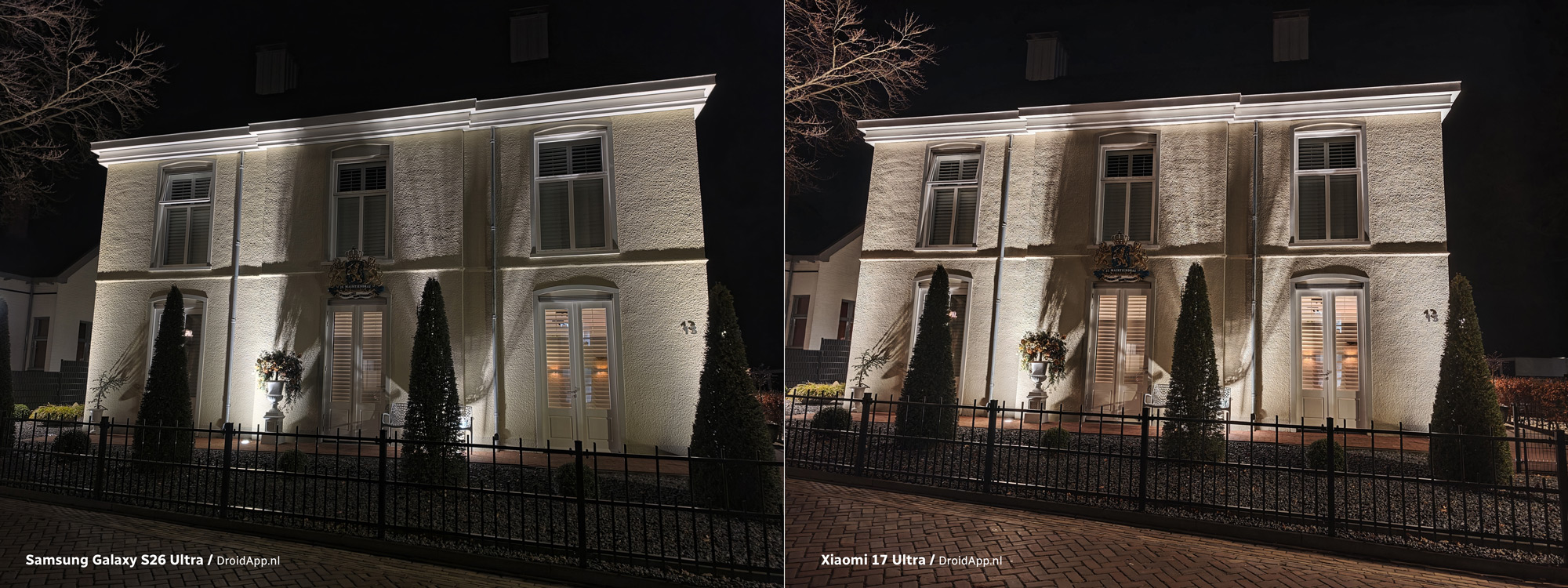 Samsung Galaxy S26 Ultra - Xiaomi 17 Ultra vergelijking nacht huis