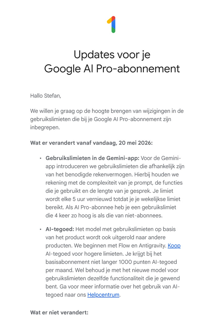 Google AI Pro limieten