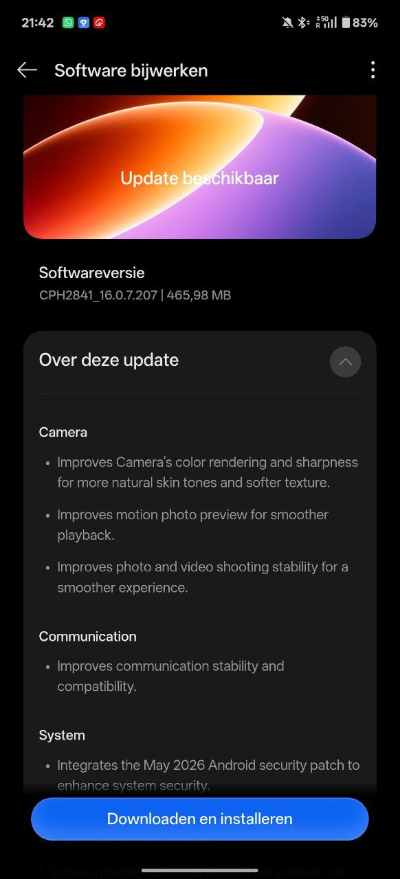 Oppo Find X9 Ultra mei-update