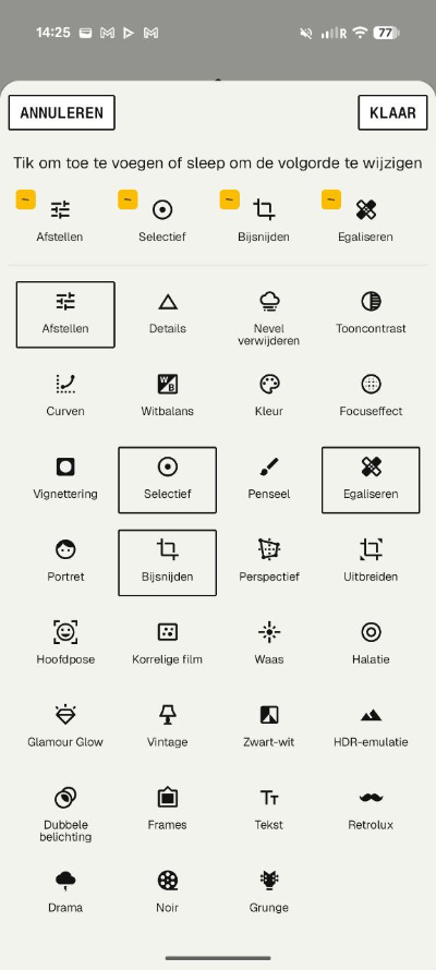 Snapseed 4.0 opties