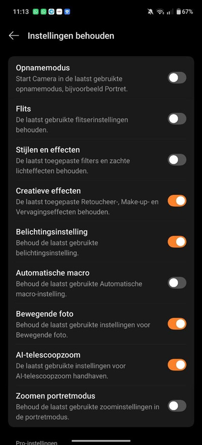 Oppo Find X9 Ultra instellingen behouden