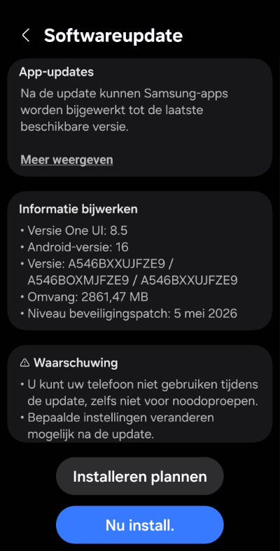 Samsung Galaxy A54 One UI 8.5