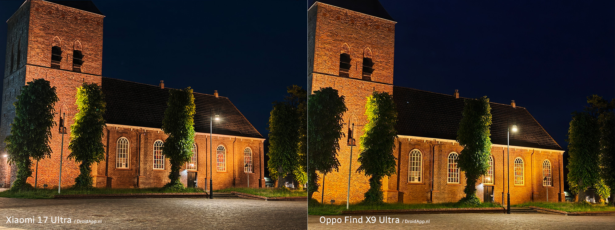 Xiaomi 17 Ultra - Oppo Find X9 Ultra vergelijking camera nacht 2x zoom