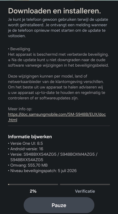 Galaxy S26 juli update